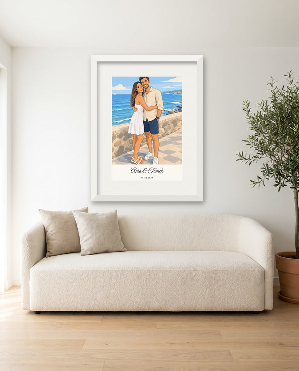 Portret pary – ilustracja – w ramie, druga aranżacja