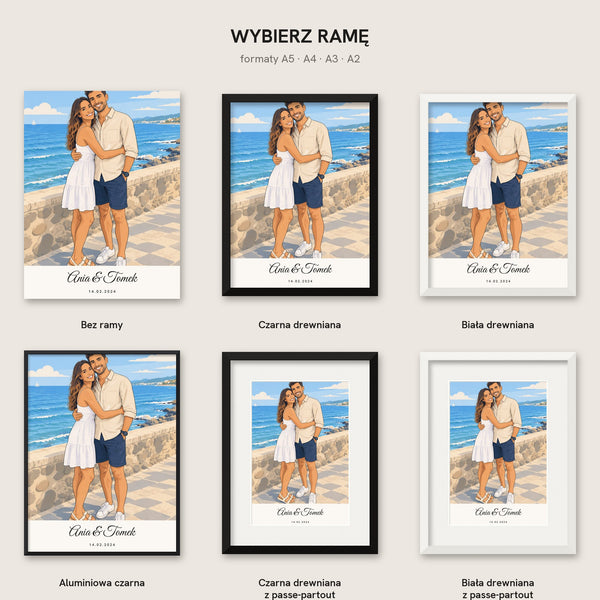 Portret pary ze zdjęcia – ilustracja na plakacie – zdjęcie 8