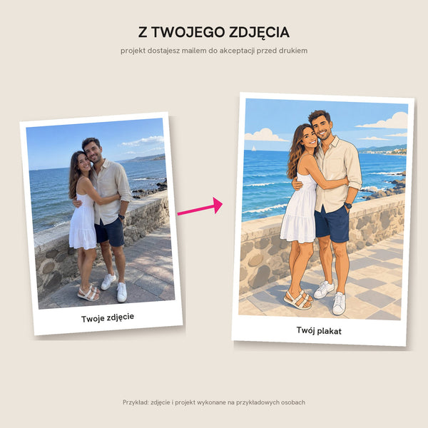 Portret pary ze zdjęcia – ilustracja na plakacie – zdjęcie 5