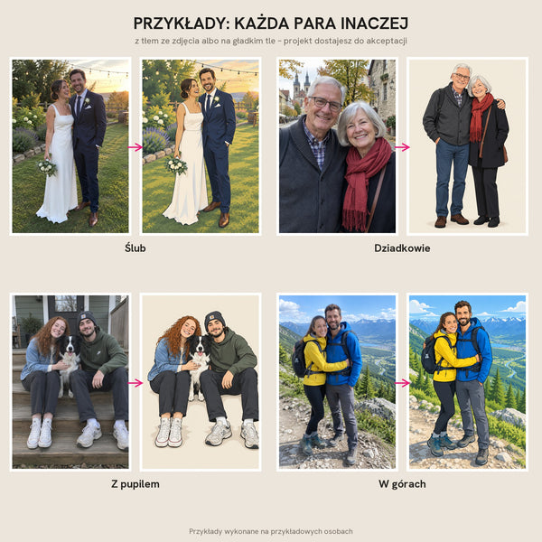 Portret pary ze zdjęcia – ilustracja na plakacie – zdjęcie 4