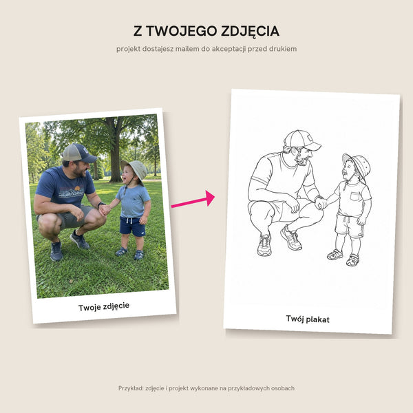 Line art z Waszego zdjęcia – plakat z akwarelą – zdjęcie 4