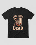 Black Social Battery Dead t-shirt, vintage Halloween front print