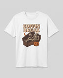 White Coffin Break t-shirt, vintage Halloween front print