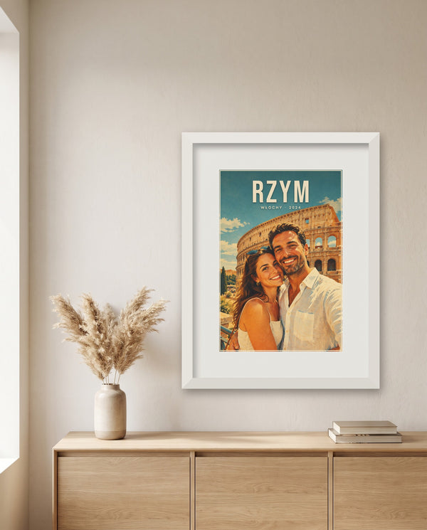 Plakat podróżniczy vintage – w ramie, druga aranżacja