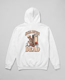 White Social Battery Dead hoodie, vintage Halloween back print