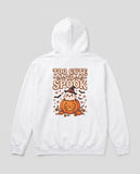 White Too Cute To Spook hoodie, vintage Halloween back print