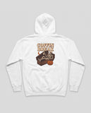 White Coffin Break hoodie, vintage Halloween back print