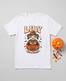 White t-shirt with a custom kid Halloween portrait