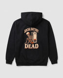 Black Social Battery Dead hoodie, vintage Halloween back print