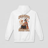 White Summoning My Last Brain Cell hoodie, vintage Halloween back print