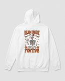 White Dead Inside But It's Festive hoodie, vintage Halloween back print