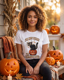 Person wearing the white I'm Not Scary I'm Unmedicated t-shirt
