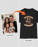 Your family photo turned into a vintage Halloween portrait printed on a black t-shirt