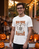 Person wearing the white Dead Inside But It's Festive t-shirt