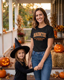 Person wearing the black Hauntie t-shirt