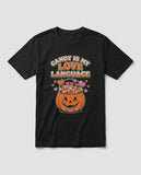 Black Candy Is My Love Language t-shirt, vintage Halloween front print