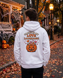 Person seen from behind in the white Candy Is My Love Language hoodie