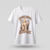 White Currently Haunting My Group Chat t-shirt, vintage Halloween front print