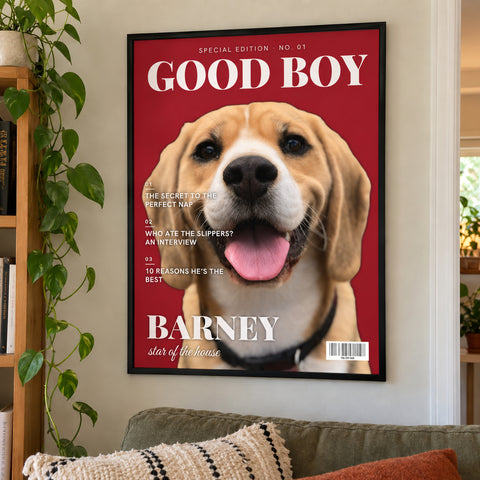 Custom Pet Magazine Cover Poster - Dog or Cat Photo