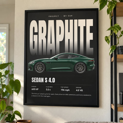 Custom Car Poster With Big Text and Specs – From Your Photo