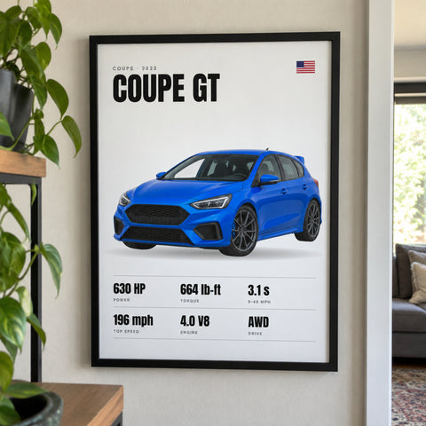 Custom Car Spec Poster – White Series Minimalist Print