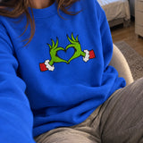 Grinch – Serce w Dłoniach – Świąteczna Haftowana Bluza – zdjęcie 5