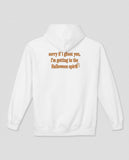 White Sorry If I Ghost You hoodie, vintage Halloween back print