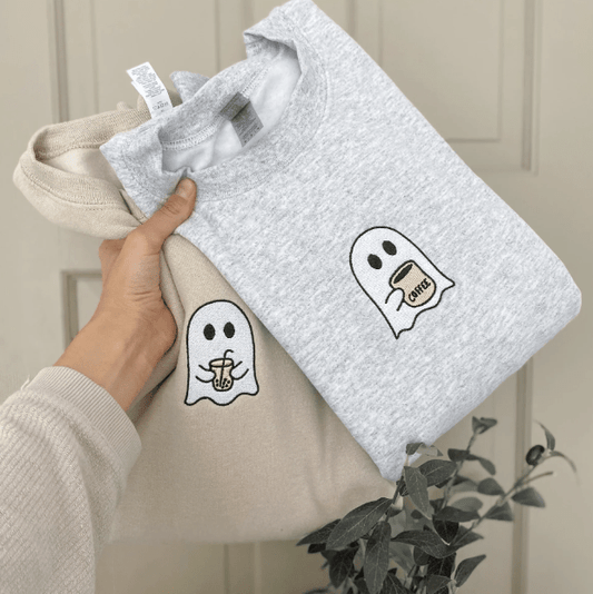 Duszki, Kawa i Bubble Tea – Haftowana Bluza (Kawaii) – Koval Customs