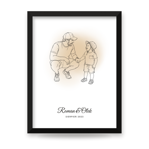 Line art z Waszego zdjęcia – plakat z akwarelą