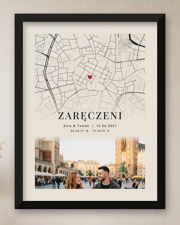 Mapa miasta ze zdjęciem – personalizowany plakat dla par – zdjęcie 6