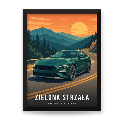 Twoje auto w ilustrowanym krajobrazie – plakat