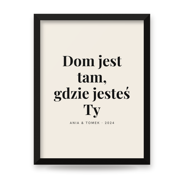 Plakat personalizowany w czarnej ramie – cały projekt