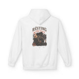 White Resting Witch Face hoodie, back print