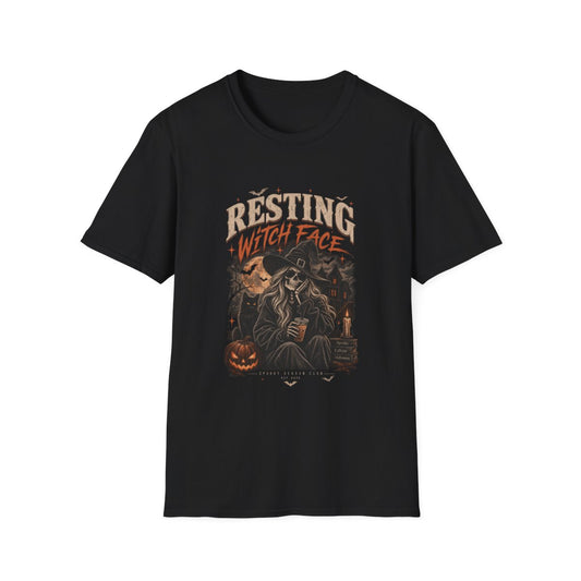 Black Resting Witch Face t-shirt, front print