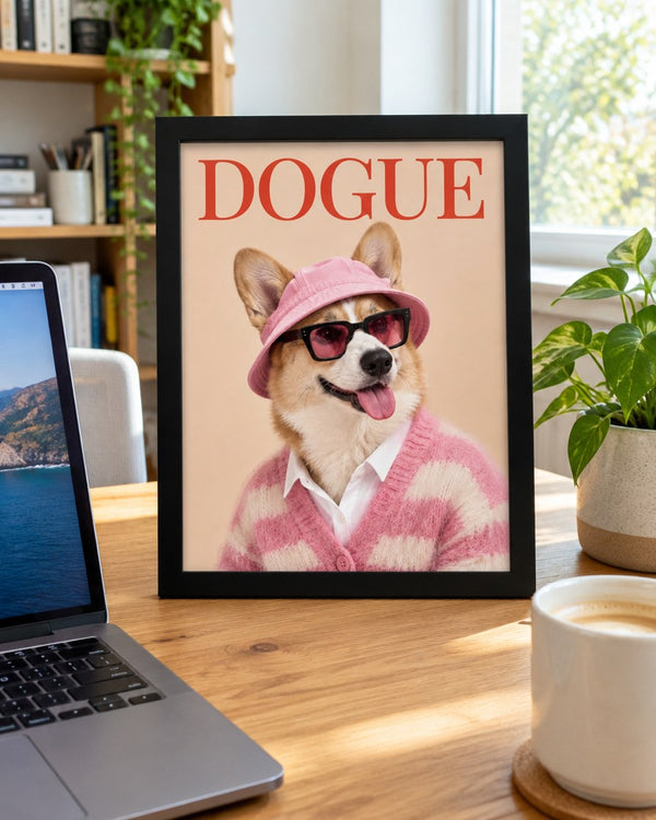 DOGUE na biurku w domowym biurze