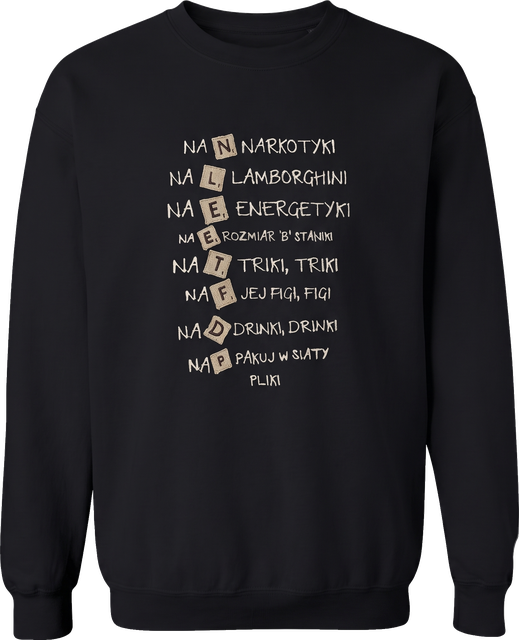 Bluza z haftem tekstu piosenki