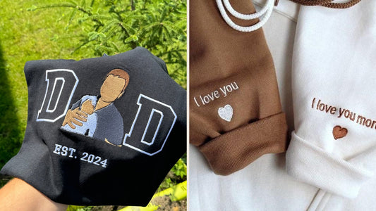 Bluza z haftem DAD ze zdjęcia i rękawy bluz dla par z haftem I love you