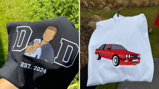 Bluza DAD z haftem taty z dzieckiem ze zdjęcia i bluza z haftem samochodu ze zdjęcia
