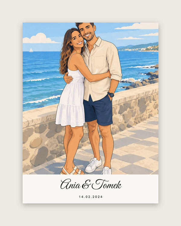 Illustrated couple portrait – poster design