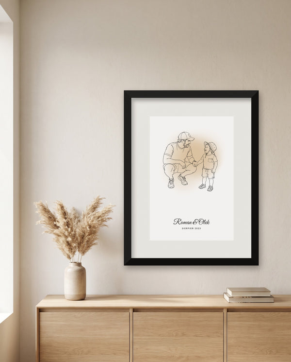 Line art z akwarelą – w ramie, druga aranżacja