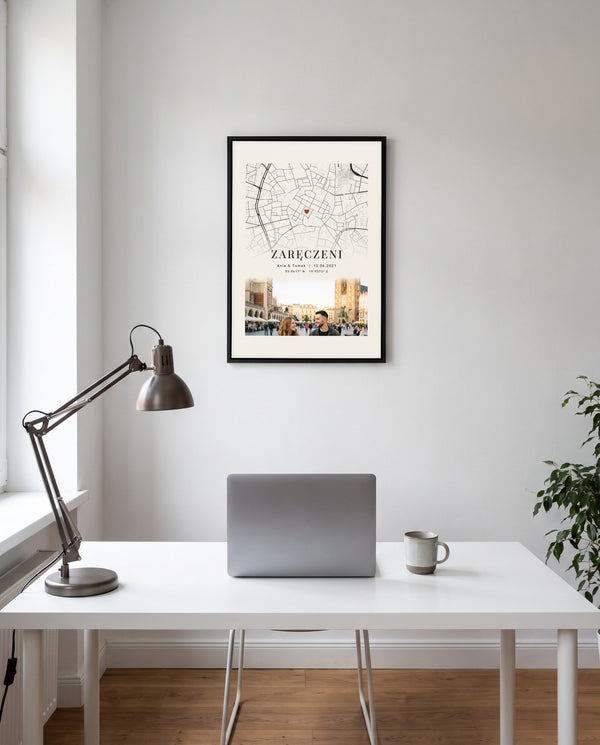 Mapa miasta ze zdjęciem – personalizowany plakat dla par – zdjęcie 4
