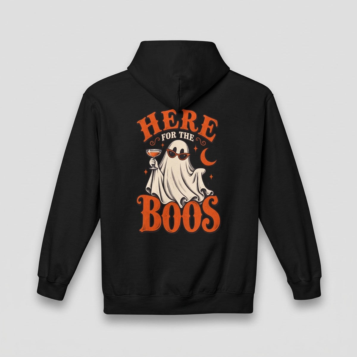 Black Here For The Boos hoodie, vintage Halloween back print
