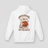 White Here For The Candy Not The People hoodie, vintage Halloween back print