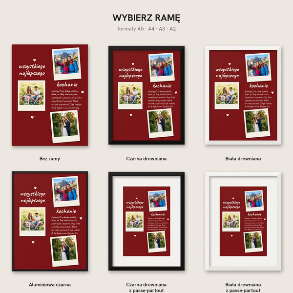 Plakat list ze zdjęciami – dostępne ramy, formaty A5, A4, A3, A2