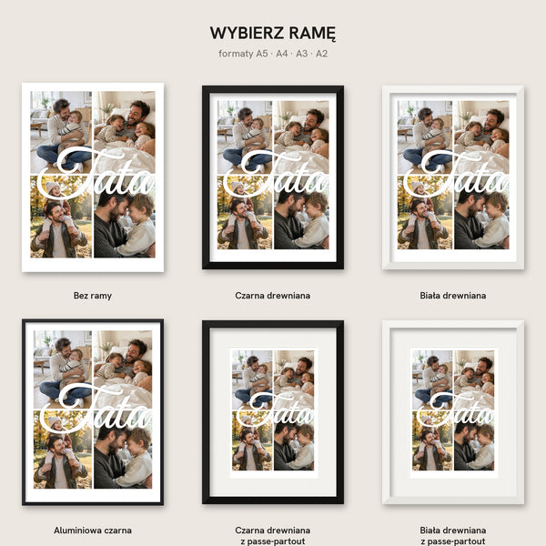 Kolaż 4 zdjęć z napisem – plakat Tata, Mama lub Twoje słowo – zdjęcie 7