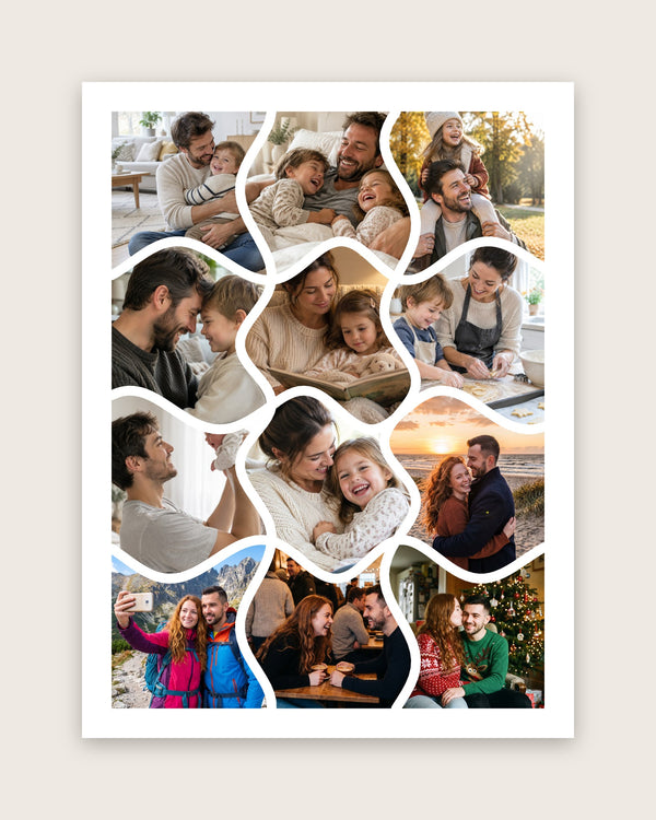 Wavy 12-photo collage – sample design from the poster creator