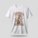 White Undead And Underpaid t-shirt, vintage Halloween front print