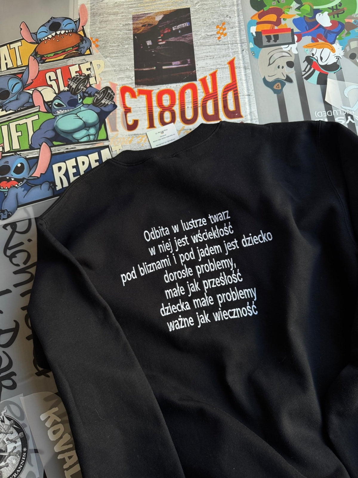 Tekst Pro8l3m Crash test - Haftowana bluza/koszulka - Koval Customs. Polska produkcja, wysoka jakosc, personalizowane