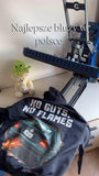 Bluza z nadrukiem auta No guts no flames, granatowa