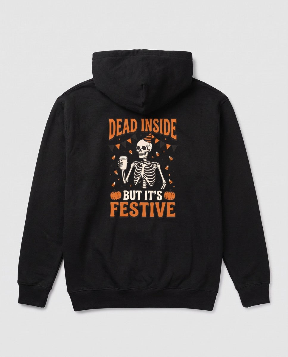 Black Dead Inside But It's Festive hoodie, vintage Halloween back print